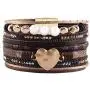 AZORA Leather Cuff Bracelet Multi Strands Beige Wrap Bangle with Pearl Boho Jewelry for Women Teen Girl Gift