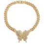 yfstyle Cuban Link Chain Gold/Silver Shiny Rhinestone Butterfly Necklaces for Women Girls Hip Hop Diamond Choker Cuban Link Necklace with Butterfly Charm Fashion Accessories
