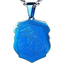 FaithHeart Saint Michael Necklace, Personalized Custom Archangel Protection Pendant for Men/Women, Stainless Steel/Gold Plated St. Michael The Archangel Medal Jewelry