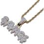 KOSMOLING Iced Out Dripping Letters SAVAGE Pendant Necklace for Men and Women, Micro Pave AAA Cubic Zircon Hip Hop Jewelry, 24'' Gold Color Stainless Steel Rope Chain