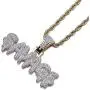 KOSMOLING Iced Out Dripping Letters SAVAGE Pendant Necklace for Men and Women, Micro Pave AAA Cubic Zircon Hip Hop Jewelry, 24'' Gold Color Stainless Steel Rope Chain