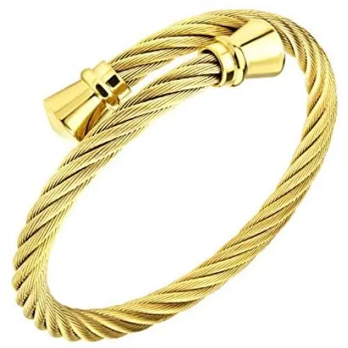 555Jewelry Classic Vintage Stainless Steel Twisted Wire Cuff Bracelet Bangle 555Jewelry Classic Vintage Stainless Steel Twisted Wire Cuff Bracelet Bangle