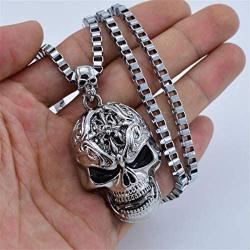 JczR.Y Vintage Skull Pendant Necklace Stainless Steel Gothic Skeleton Necklace for Men Women Punk Jewelry Gift