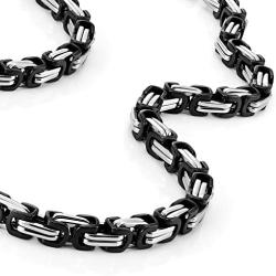 Urban Jewelry Impressive Mechanic Style Stainless Steel Mens Necklace Silver Black Chain for Men (18,21,23 Inches)