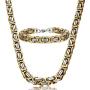 Jstyle Stainless Steel Male Chain Necklace Byzantine Bracelet for Men Jewelry Sets 8.5 Inch Bracelet