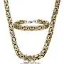 Jstyle Stainless Steel Male Chain Necklace Byzantine Bracelet for Men Jewelry Sets 8.5 Inch Bracelet