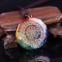 Sinymilk Luminous Glow in The Dark Orgonite Sri Yantra Sacred Geometry Chakra Energy Necklace Meditation Jewelry