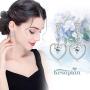 Kesaplan Double Heart Austria Crystal Drop Earrings 18K White Gold Eternal Love Heart Dangle Earrings for Women Birthday Anniversary Jewelry Gifts with Gift Box