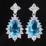GULICX Fashion Jewelry Women Piercing Earrings Teardrop Dangle Drops Cubic Zirconia Silver Tone