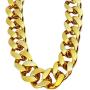 PinCute Big Chunky Hip Hop Turnover Chain, Face Gold Chain Costume, Plastic Gold Chain Necklace, 90s Punk Style Necklace for Rapper Costume, 32 inches Long (32)