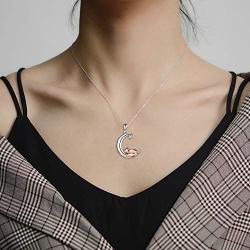 ONEFINITY Fox/Frog Necklace Sterling Silver Origami Moon Fox/Frog Pendant for Women Mom Wife