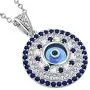 925 Sterling Silver White Blue CZ Evil Eye Protection Pendant Necklace 925 Sterling Silver White Blue CZ Evil Eye Protection Pendant Necklace
