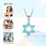 Lam Sence Sterling Silver Lovely Jewish Star of David and Blue Opal Pendant Necklace Gift for Mom