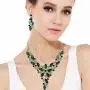 EVER FAITH Crystal Elegant Flower Leaf Necklace Earrings Set for Bride, Prom, Bridal