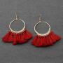 Manfnee Tassel Bohemian Earring Alloy Dangle&Drop Leather Teardrop Wood Earrings Jewelry Women