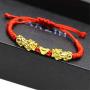 Feng Shui The Best Red String Bracelet with Double Pi Xiu/Pi Yao and Golden Wealth Ingots Bracelet Jewelry Attract Wealth and Good Luck