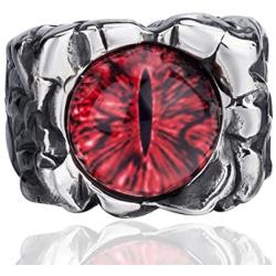 Mens Boys Stainless Steel Ring Gothic Bloody red The Devils eye Multicolor Retro Jewelry