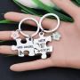 CYTING Her Stitch His Angel Puzzle Piece Keychain Set with Hibiscus Flower Charm Hawaiian Jewelry Gift for Couples Family Best Friends