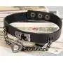 Flongo Womens Mens Fashion Punk Alloy Cool Gothic Heart-Shape Lock Link Leather Collar Choker Necklace