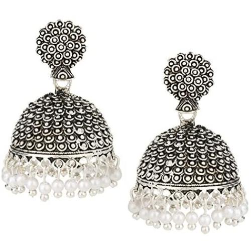Efulgenz Indian Vintage Bollywood Gypsy Oxidized Gold Plated Traditional Jhumka Jhumki Earrings for Women and Girls