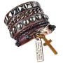 Y-blue Multilayer Bracelet Fashion Punk Leather Woven Braided Cross Bangle Wrist Cuff Wristband…