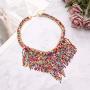 Beaded Bib Collar Necklaces for Women Africa Beaded Statement Necklaces Multi Layered Seed Bead Choker Necklace Bohemian Statement Necklace Fashion Jewelry