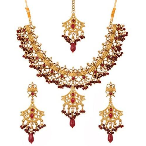Touchstone Indian Bollywood Gorgeous Intricate Workmanship Mughal White Colorful Rhinestone Crystal Wedding Designer Jewelry Choker Necklace Set in Gold and Silver Tone for Women.