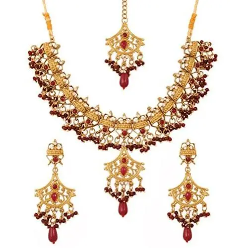 Touchstone Indian Bollywood Gorgeous Intricate Workmanship Mughal White Colorful Rhinestone Crystal Wedding Designer Jewelry Choker Necklace Set in Gold and Silver Tone for Women.