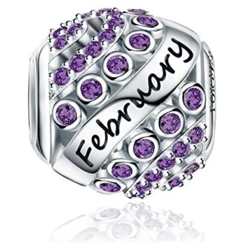 FOREVER QUEEN Birthstone Charms for Charms Bracelet- 925 Sterling Silver Bead Openwork Charms, Happy Birthday Charms for Bracelet and Necklace