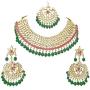 Finekraft Meena Kundan Bridal Wedding Designer Gold Plated Pearls Necklace Jewelry Set