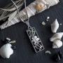 Sterling Silver Turtle and Plumeria Vertical Bar Pendant Necklace
