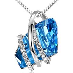 Leafael Wish Stone Pendant Necklace with Birthstone Crystal, 18K Rose Gold Plated/Silvertone, 18'' + 2''