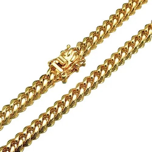 Jewelry Kingdom 1 Chain Necklace Cuban Link Chain Gold Miami Necklace Stainless Steel Necklace for Mens Jewelry, 6MM,18-32'' Long Jewelry Kingdom 1 Chain Necklace Cuban Link Chain Gold Miami Necklace Stainless Steel Necklace for Mens Jewelry, 6MM,18-32'' Long
