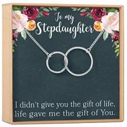 Stepdaughter Gift Necklace: Gifts from Stepmom, Stepsister, Blended Family, Wedding, Daughter of Bride or Groom, 2 Interlocking Circles (silver-plated-brass, NA)