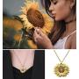 2pcs Sunflower Necklace with gift box for Women Girls You are My Sunshine Necklace Sunflower Locket Jewelry Pendant Chain Gift for Mom, Girlfriend, Ideal for Birthdays, Christmas Day, Valentines Day