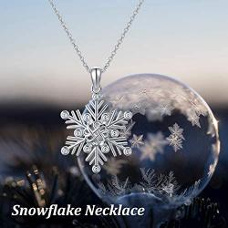 PELOVNY Snowflake Necklace for Women Sterling Silver Celtic Knot CZ Pendant Frozen Snowflake Jewelry Gift for Snow Lover Girlfriend 18 inches Chain