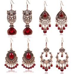 18 Pairs Vintage Statement Drop Dangle Earrings Bohemian Leaf Tassel National Style Hollow Earrings for Women Girls