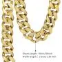 CrazyPiercing Faux Gold Acrylic Chain Necklace, 90s Punk Style Necklace Costume Jewelry, Hip Hop Turnover Chain Necklace, Plastic 32 inches, 36 inches 35mm