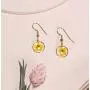 BONALUNA Pressed Flower Yellow Gold Plated Circle Dangle Drop Earrings BONALUNA Pressed Flower Yellow Gold Plated Circle Dangle Drop Earrings