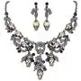 EVER FAITH Austrian Crystal Halloween Skull Snake Necklace Earrings Set EVER FAITH Austrian Crystal Halloween Skull Snake Necklace Earrings Set