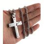 HZMAN Mens Stainless Steel Jesus Christ Crucifix Cross Lords Prayer Pendant Necklace