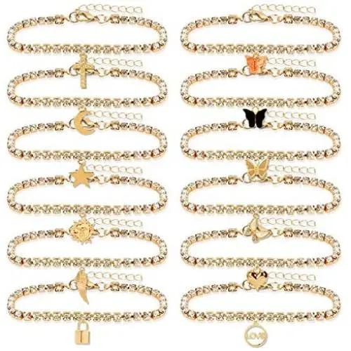 HaHaGirl 12 Pieces Anklets for Women Cute Charms Butterfly Acrylic Ankle Bracelets Colorful Rhinestone Anklets Set Boho Beach Layered Chain Anklets for Girls Foot Jewelry HaHaGirl 12 Pieces Anklets for Women Cute Charms Butterfly Acrylic Ankle Bracelets Colorful Rhinestone Anklets Set Boho Beach Layered Chain Anklets for Girls Foot Jewelry