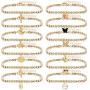 HaHaGirl 12 Pieces Anklets for Women Cute Charms Butterfly Acrylic Ankle Bracelets Colorful Rhinestone Anklets Set Boho Beach Layered Chain Anklets for Girls Foot Jewelry