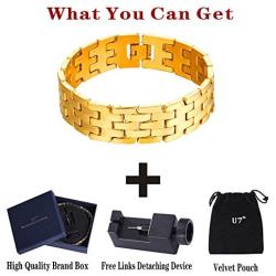 U7 Men Wrist Link Bracelet Pumk Jewelry Stainless Steel 15MM Chunky Chain Bracelet Wristband, with Detaching Device