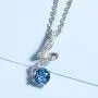 Carleen Solid Sterling Silver Natural Gemstone Blue Topaz Clear Cubic Zirconia CZ Small Simulated Diamond Pendant Necklaces Daily Wear Gifts Jewelry for Women Girls