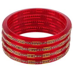 Efulgenz Fashion Jewelry Indian Bollywood Crystal Rhinestone Acrylic Resin Wedding Bridal Bracelet Bangle Set