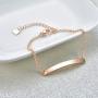 THREE KEYS JEWELRY Personalized Blank Engravable Bracelets for Women 316L Stainless Steel Bracelet Smaller Pendant Dainty Plated Rose Gold Initial Bar Charm Bracelet Silver Custom for Girls