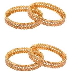 Efulgenz Indian Style Bollywood Traditional Gold Plated Faux Pearl Stone Wedding Bridal Bracelet Bangle Set Jewelry