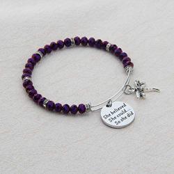 AKTAP She Believed She Could So She Did Dragonfly Charm Bracelet Motivational Graduation Gift