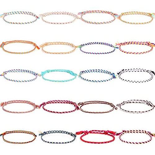 16-20 Pcs Woven Wrap Friendship Bracelets Handmade Braided Friendship Bracelet Adjustable Colorful Beaded Bracelet Colorful Wrist Cord String Strand Bracelets Woven Bohemia Jewelry